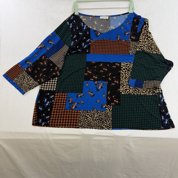 Calvin Klein Collection Tops - Calvin Klein Patchwork 3/4 Sleeve Blouse Top Trendy Comfort Workwear 3X